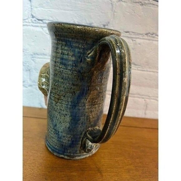 Vintage Ugly Face Master Plumber 7" Pottery Mug Stein Signed - Picture 3 of 6